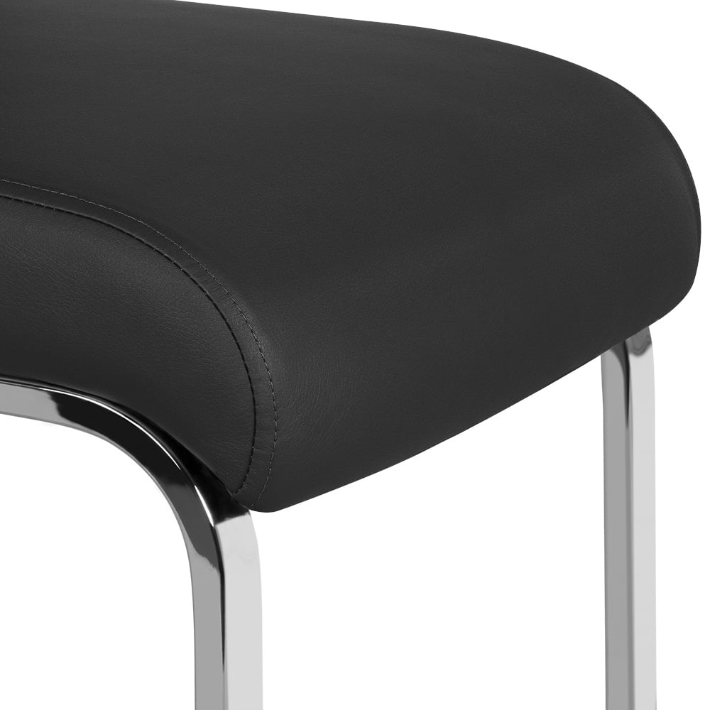 Black Faux Leather Dining Chair with Metal Legs, Set of 2 H95847