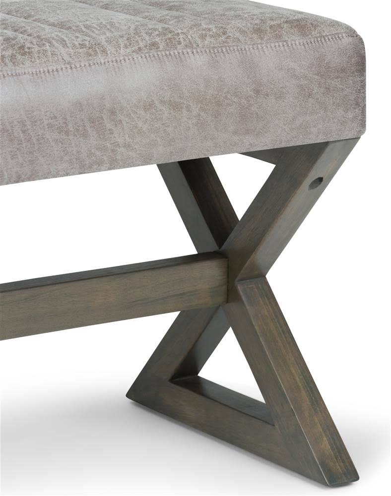 Distressed Grey Taupe Ottoman Bench J9469