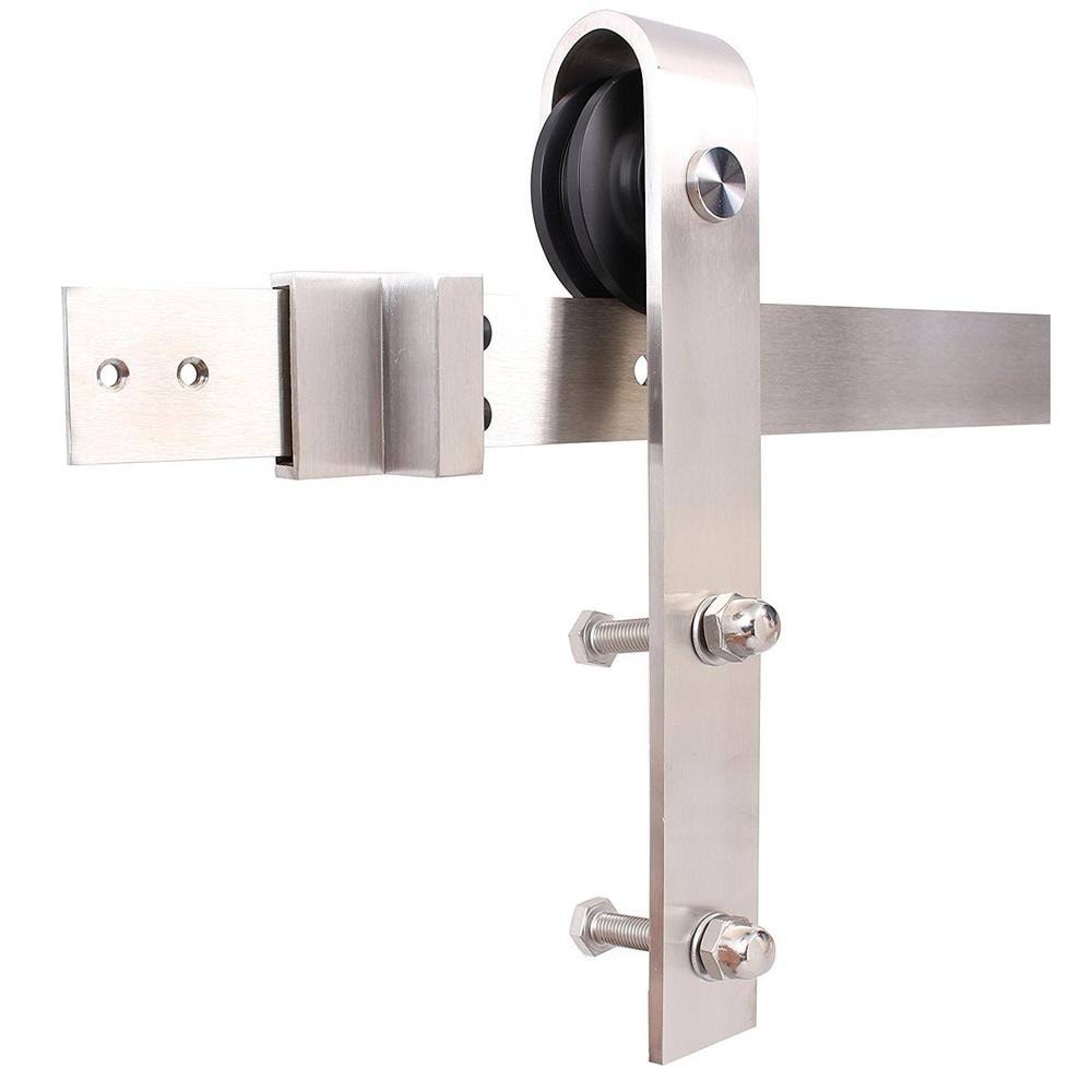 White Stained Wood Interior Sliding Barn Door with Hardware Kit U158