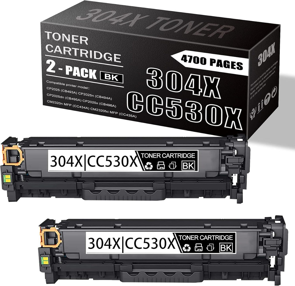 2 Pack Black Toner Cartridge for HP CP2025 CM2320 Printer K188786