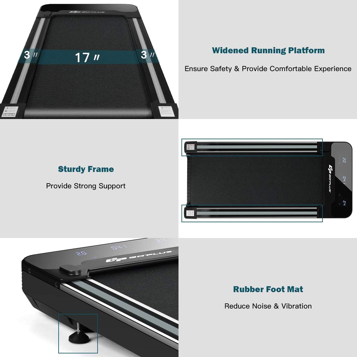 Under Desk Treadmill Walking Pad with LED Display and Wireless Remote Control J526115