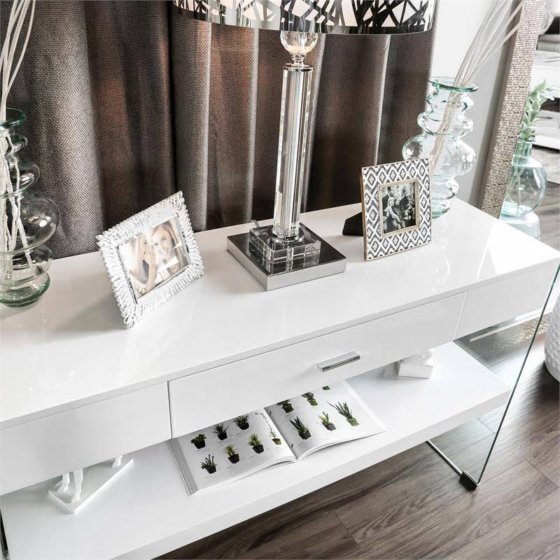 White Storage Console Table S659969