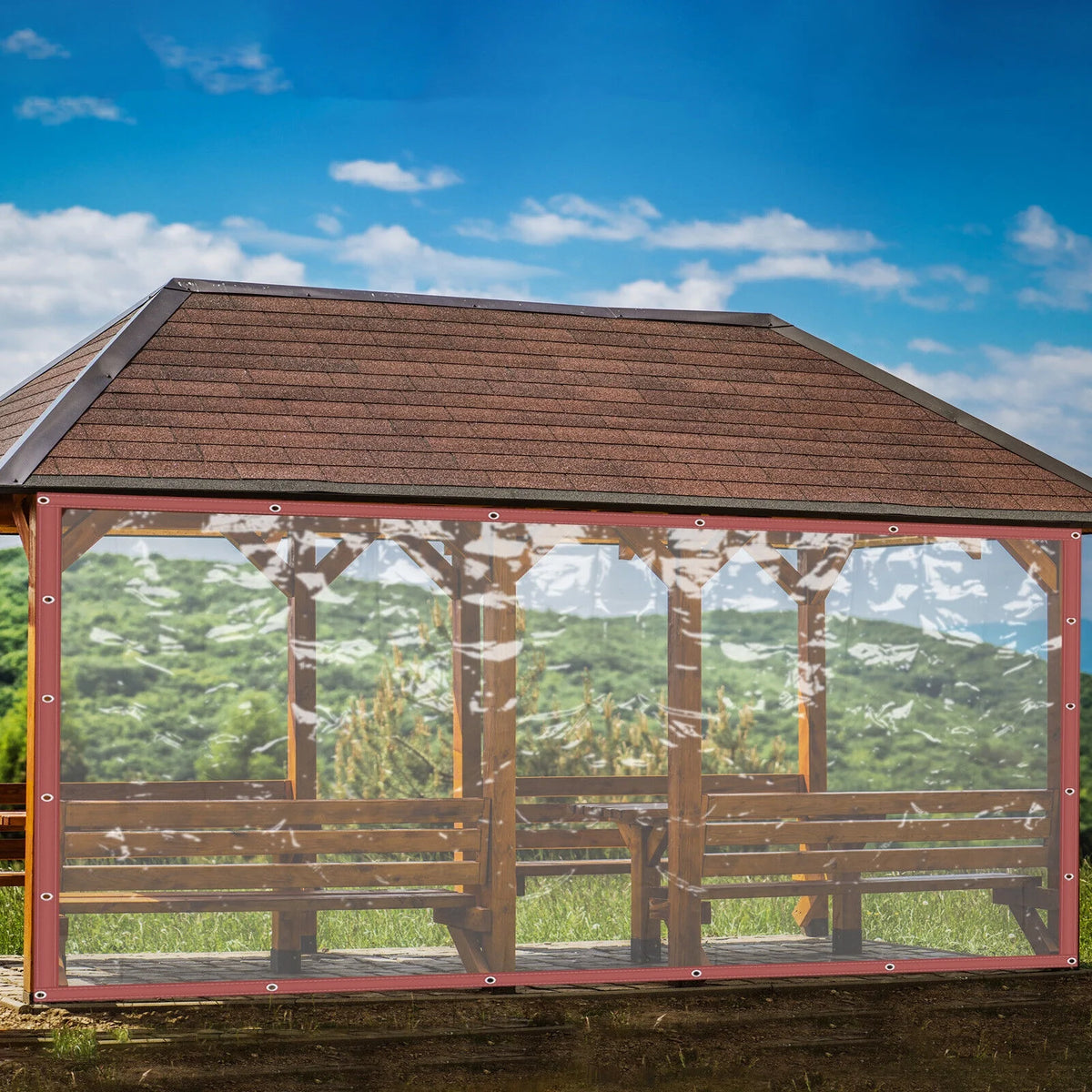 Brown Clear Awning Canopy Tarpaulin K199