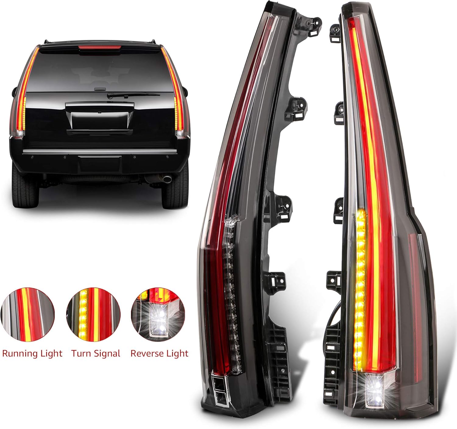 Set of 2 Red Clear LED Tail Lights R567087