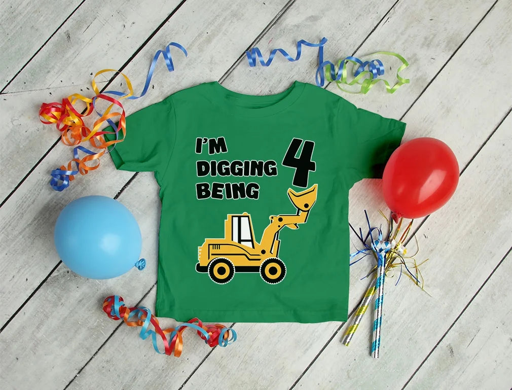 4th Birthday Bulldozer Tractor Graphic T-shirt L523957