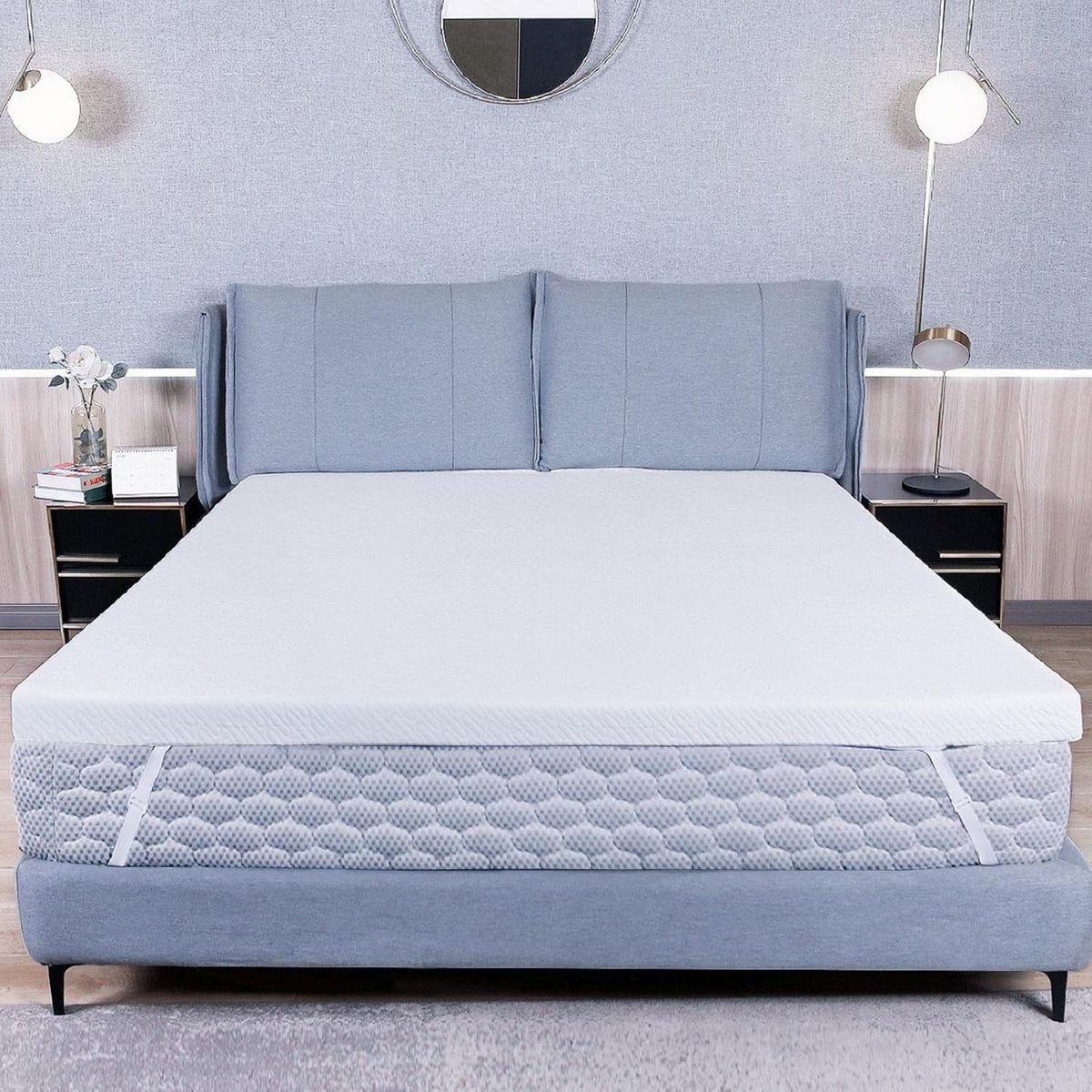 3 Inch Gel Memory Foam Mattress Topper California King Size with Bamboo Cover J984166
