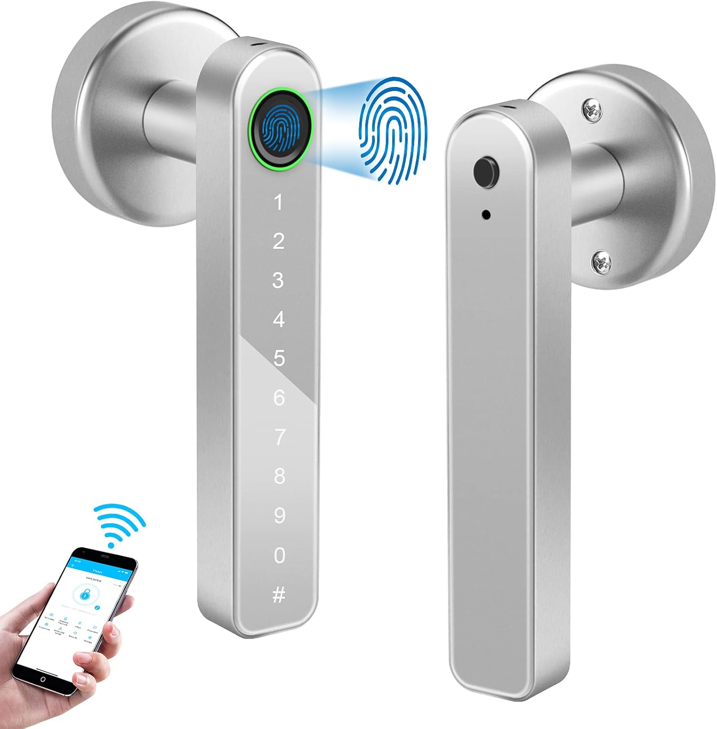 Silver Pack of 2 Keypad Door Lock with Handle G995215