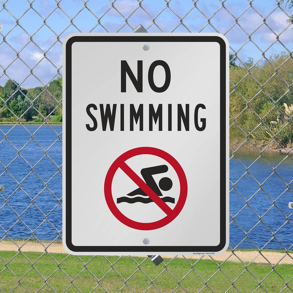 No Swimming Sign 18" x 24" Aluminum Pack of 2 J9321