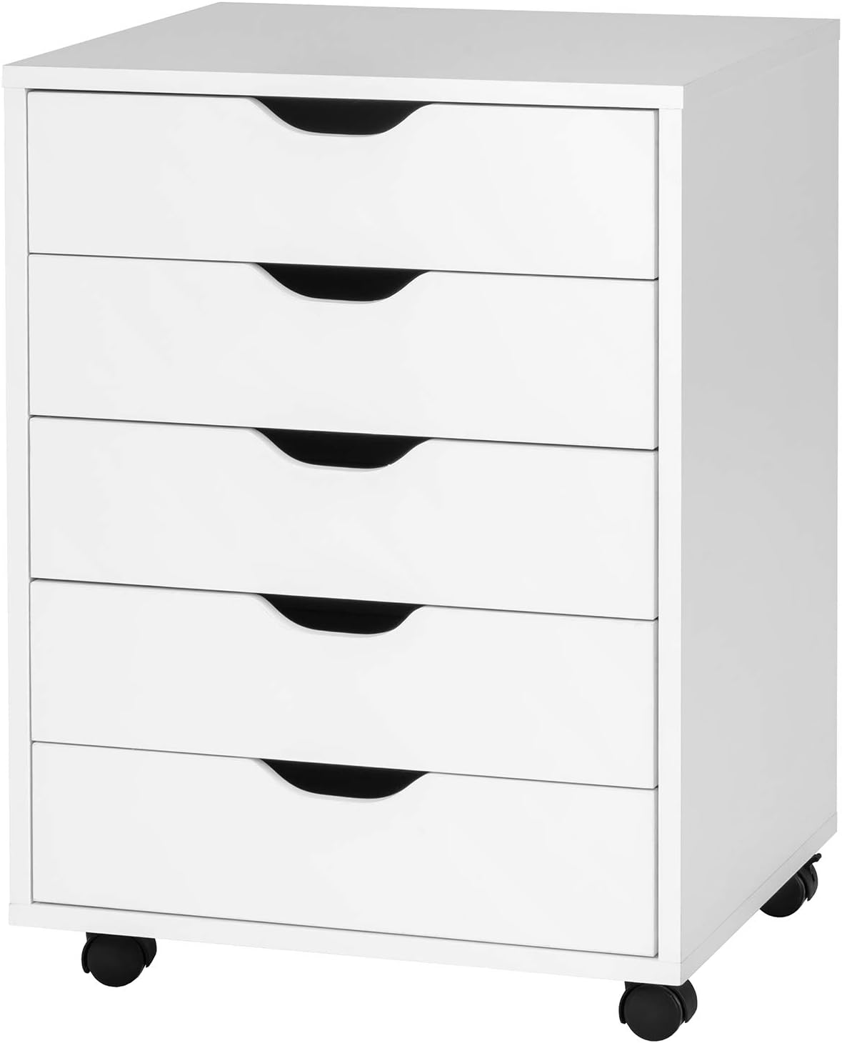5 Drawer Mobile Filing Cabinet White D354