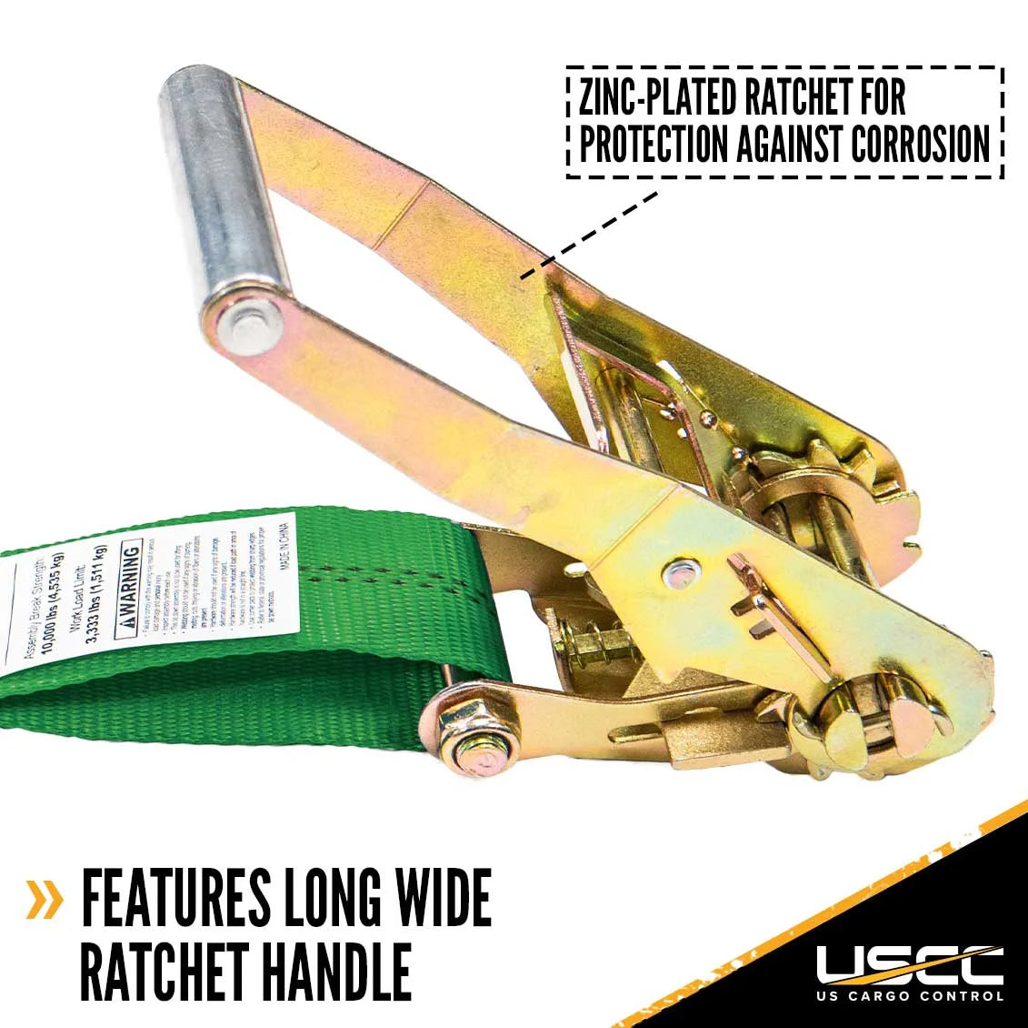Green Ratchet Strap with Black Flat Hook L86261