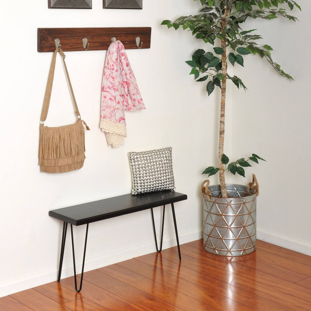 Dark Brown Wood Bench L326