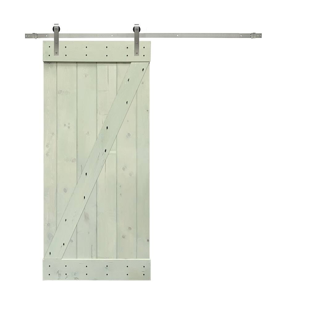 White Stained Wood Interior Sliding Barn Door with Hardware Kit U158