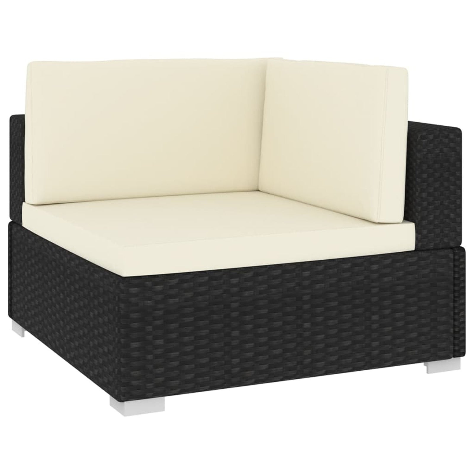 Set of 2 Black Poly Rattan Corner Sofa with Cushions Powder-Coated Steel Frame X787240
