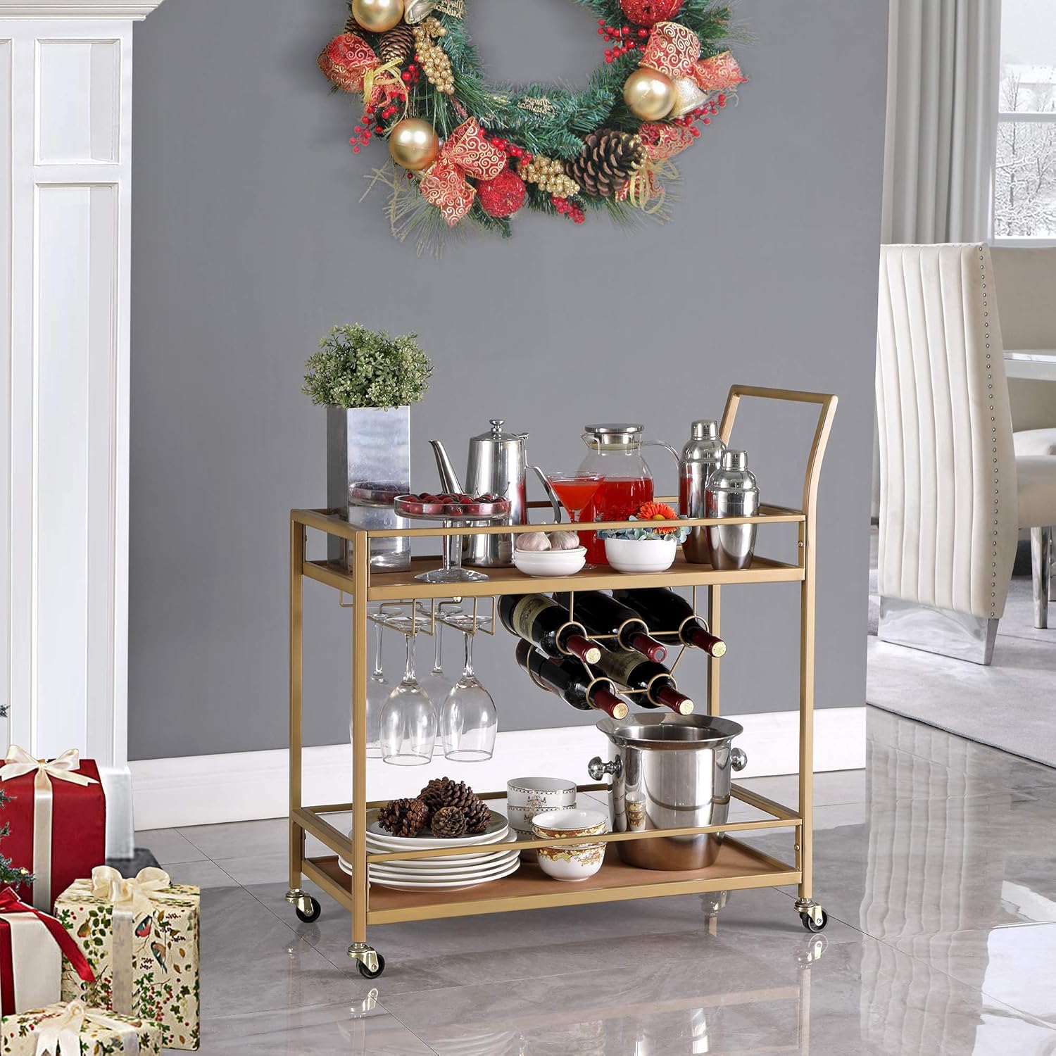 Black Bar Cart with Glass N660906