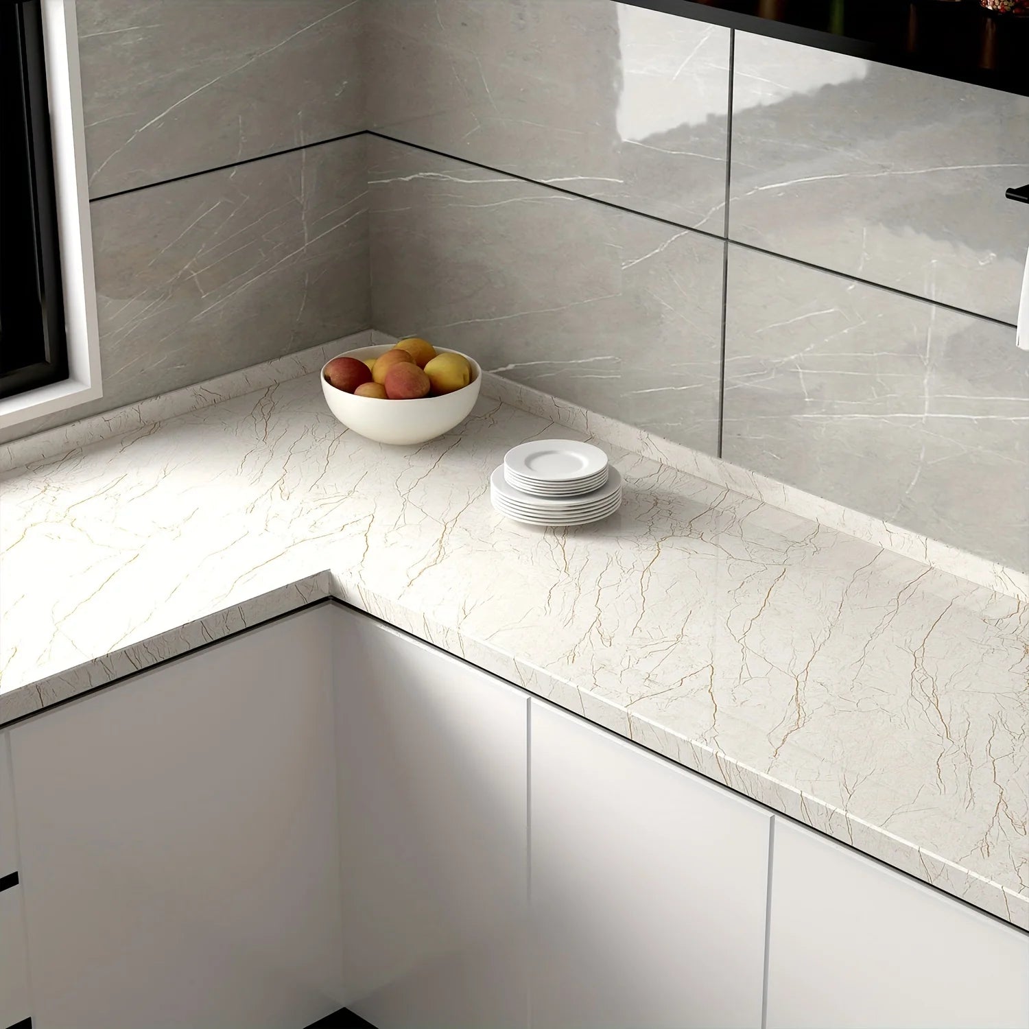 Glossy Film Marble Wallpaper Peel And Stick M37673