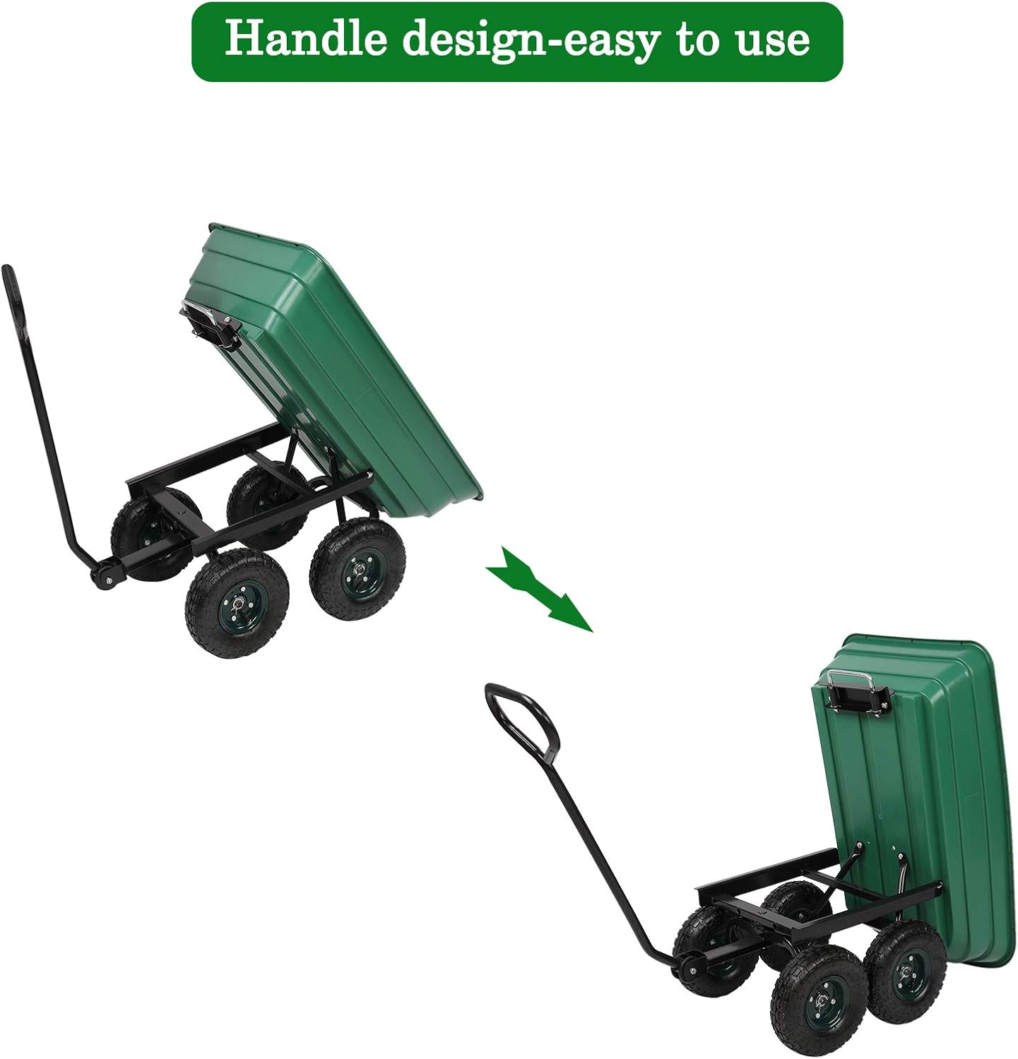 Heavy-Duty Wagon Garden Dump Cart with 10" Big Wheel, 550-Pound Capacity V335854