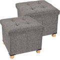 Gray Folding Storage Ottoman Cube 2 Packs H4575
