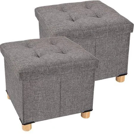 Gray Folding Storage Ottoman Cube 2 Packs H4575