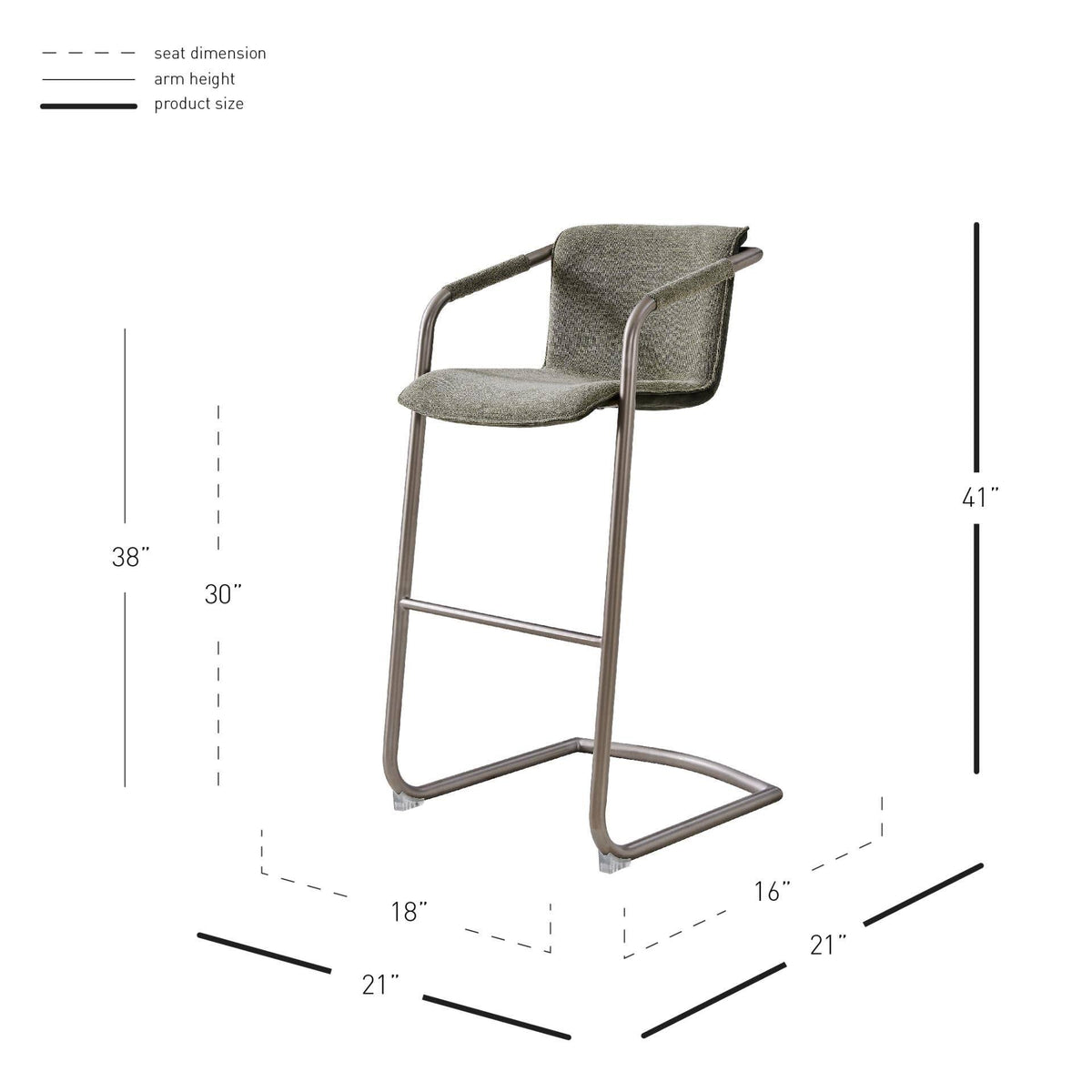 Sage Green Velvet Fabric Bar Stool Q30373