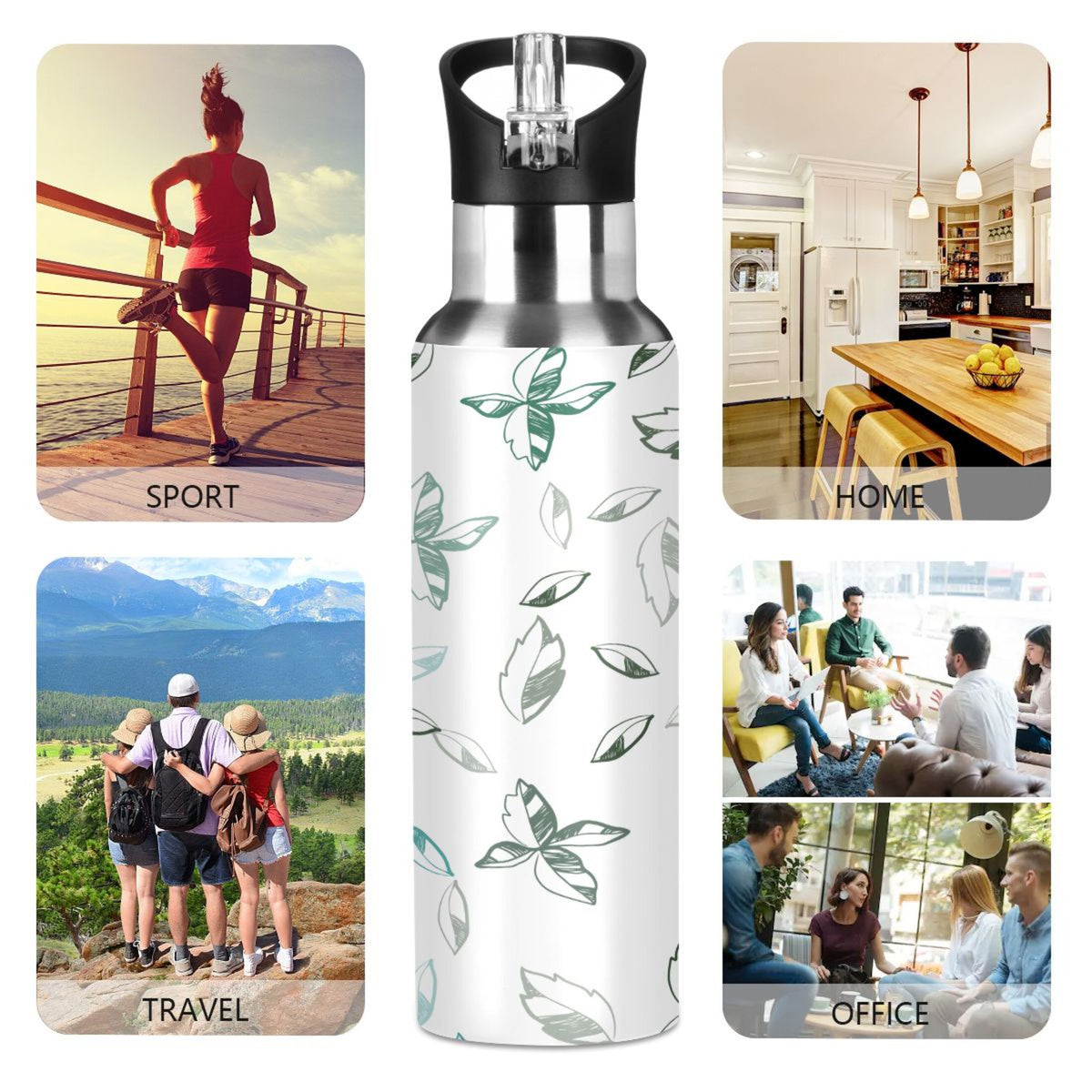 Stainless Steel Insulated Water Bottle with Straw Lid T99642