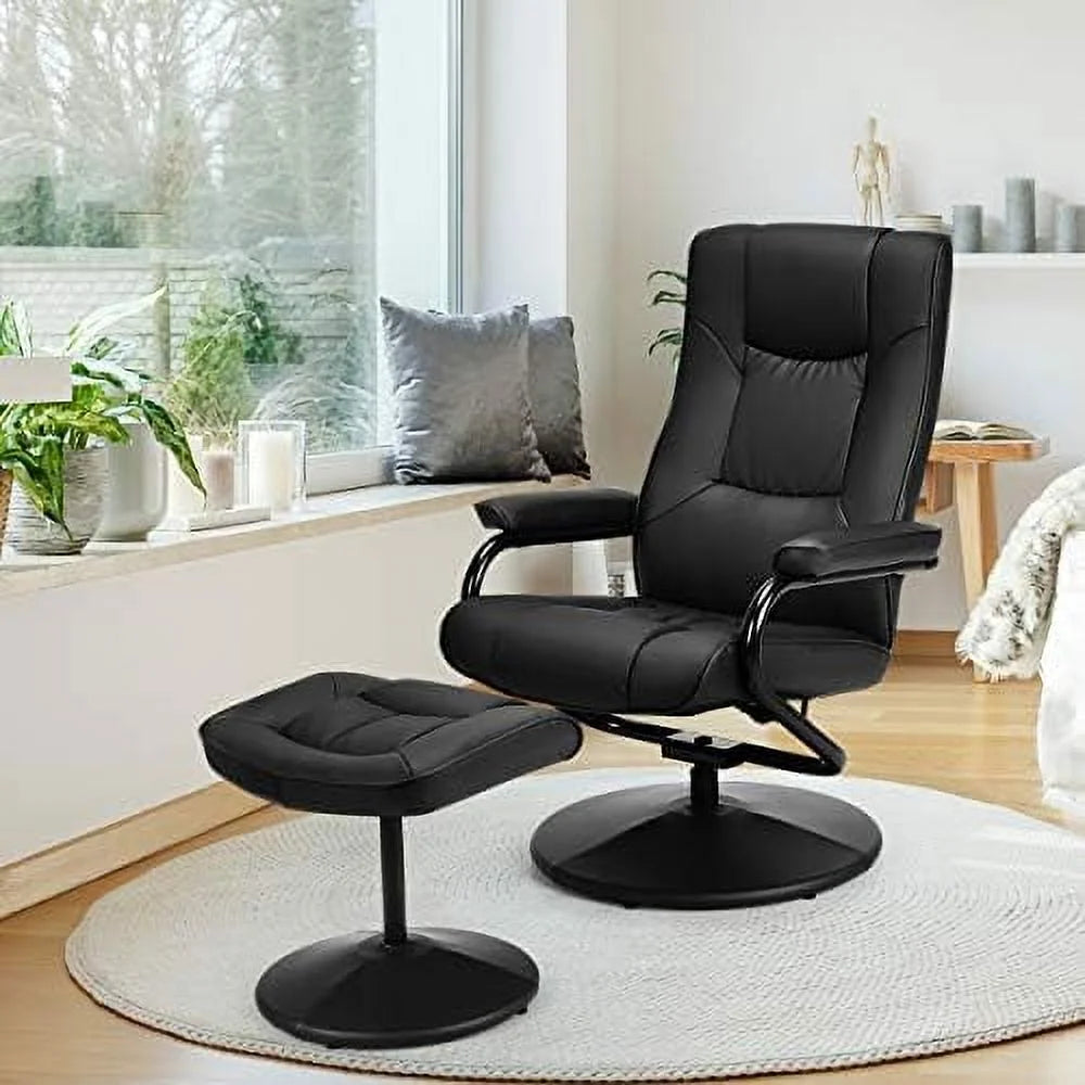 Gray PU Leather Recliner Chair with Ottoman U555