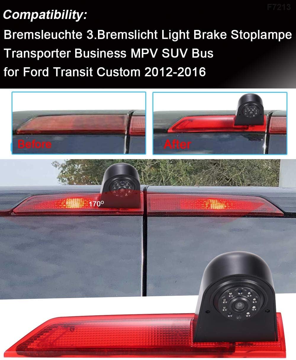 Roof Top Mount Brake Lamp Camera Reverse Rear View Backup Camera for Ford Transit Custom 2012-2016 U59197