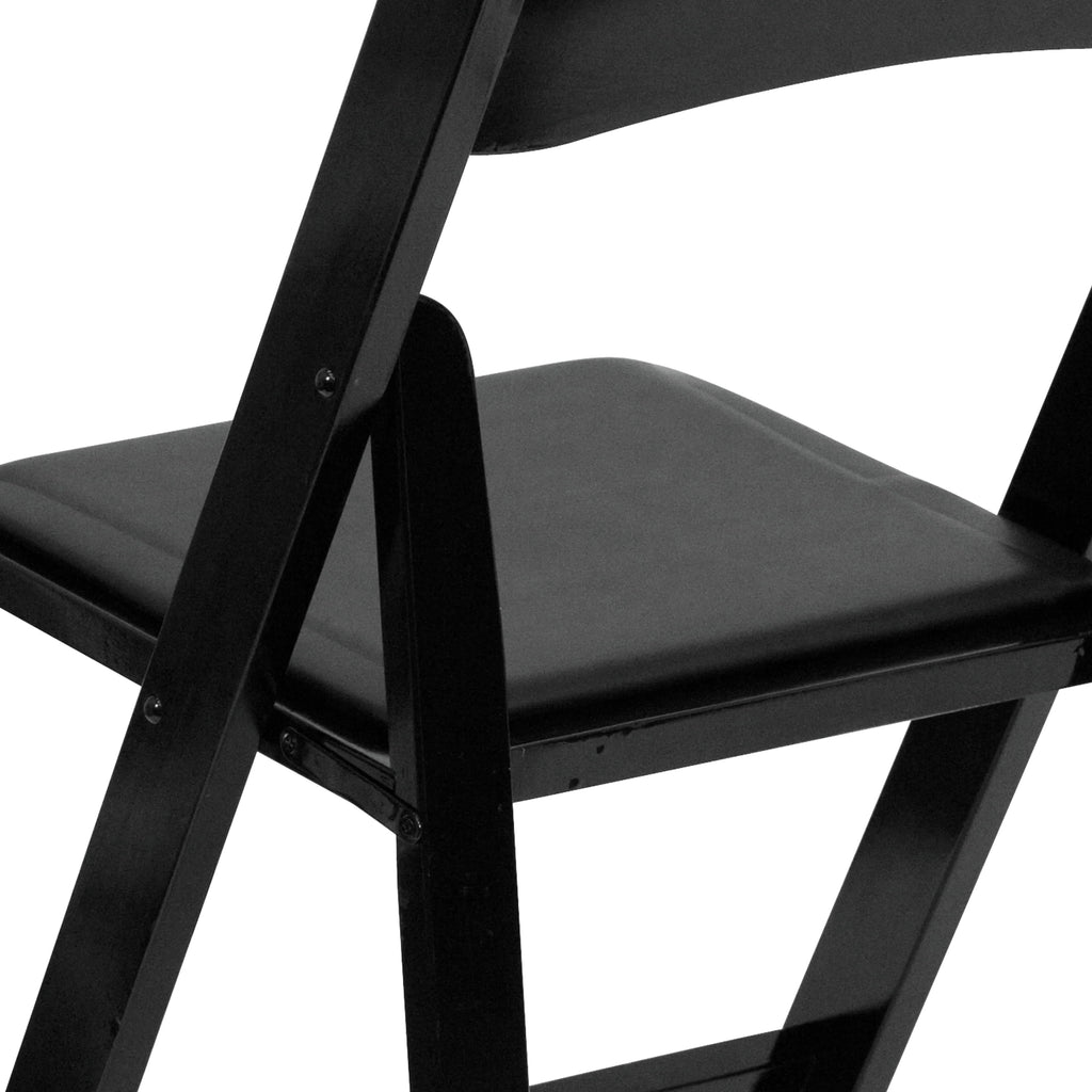 2 Pack Black Wood Folding Chair with Vinyl Padded Seat Z109723