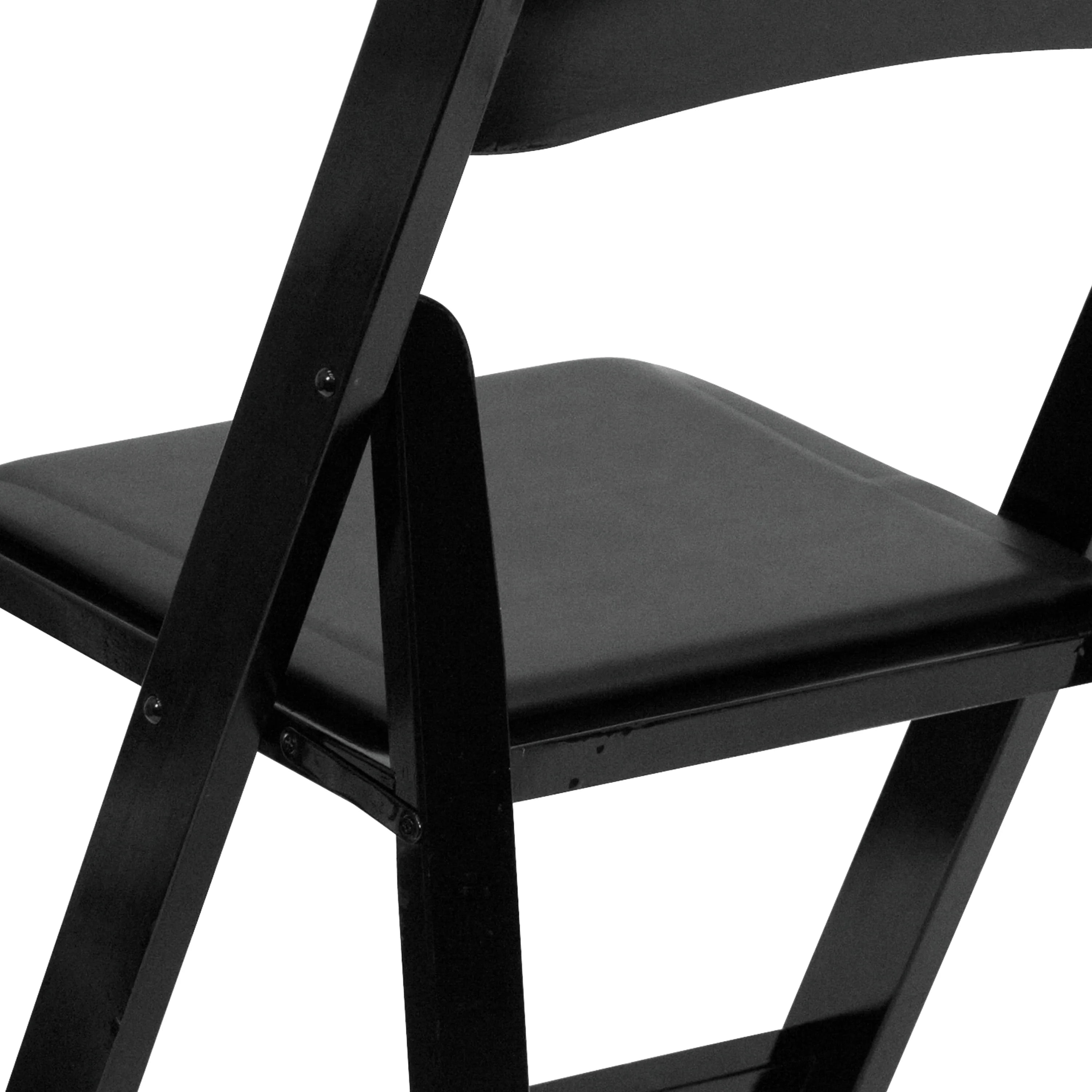 2 Pack Black Wood Folding Chair with Vinyl Padded Seat Z109723