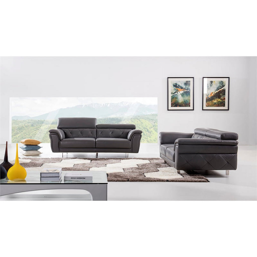 Dark Gray Italian Leather Chair U149039