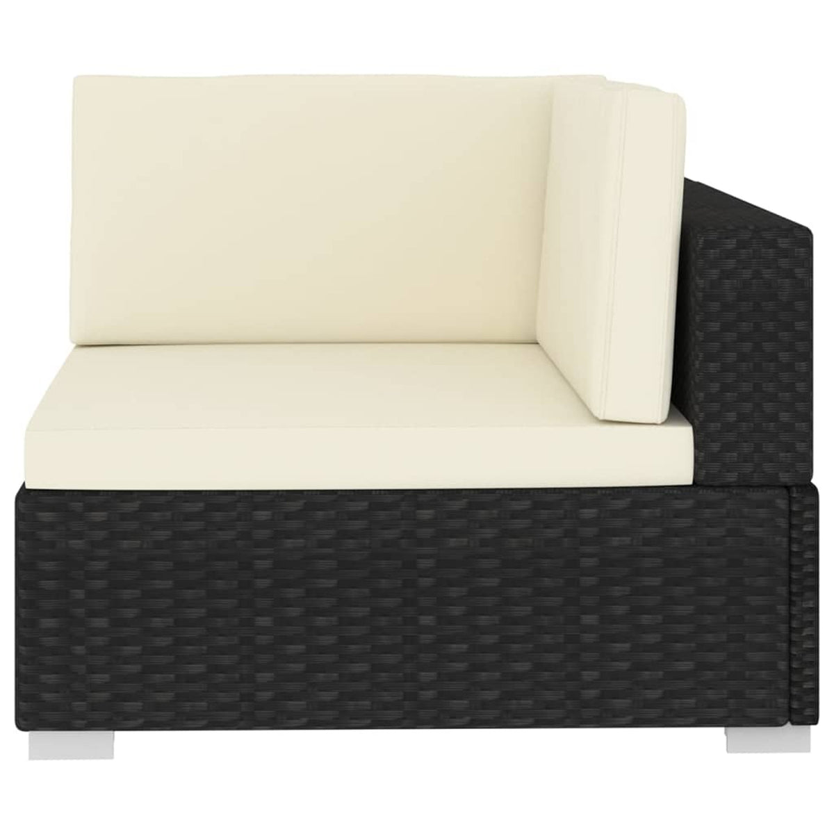 Set of 2 Black Poly Rattan Corner Sofa with Cushions Powder-Coated Steel Frame X787240