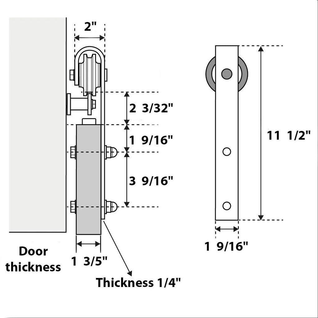 Double Barn Door 36 x 84 inches with Frosted Glass Stainless Steel Rail Hangers W39918