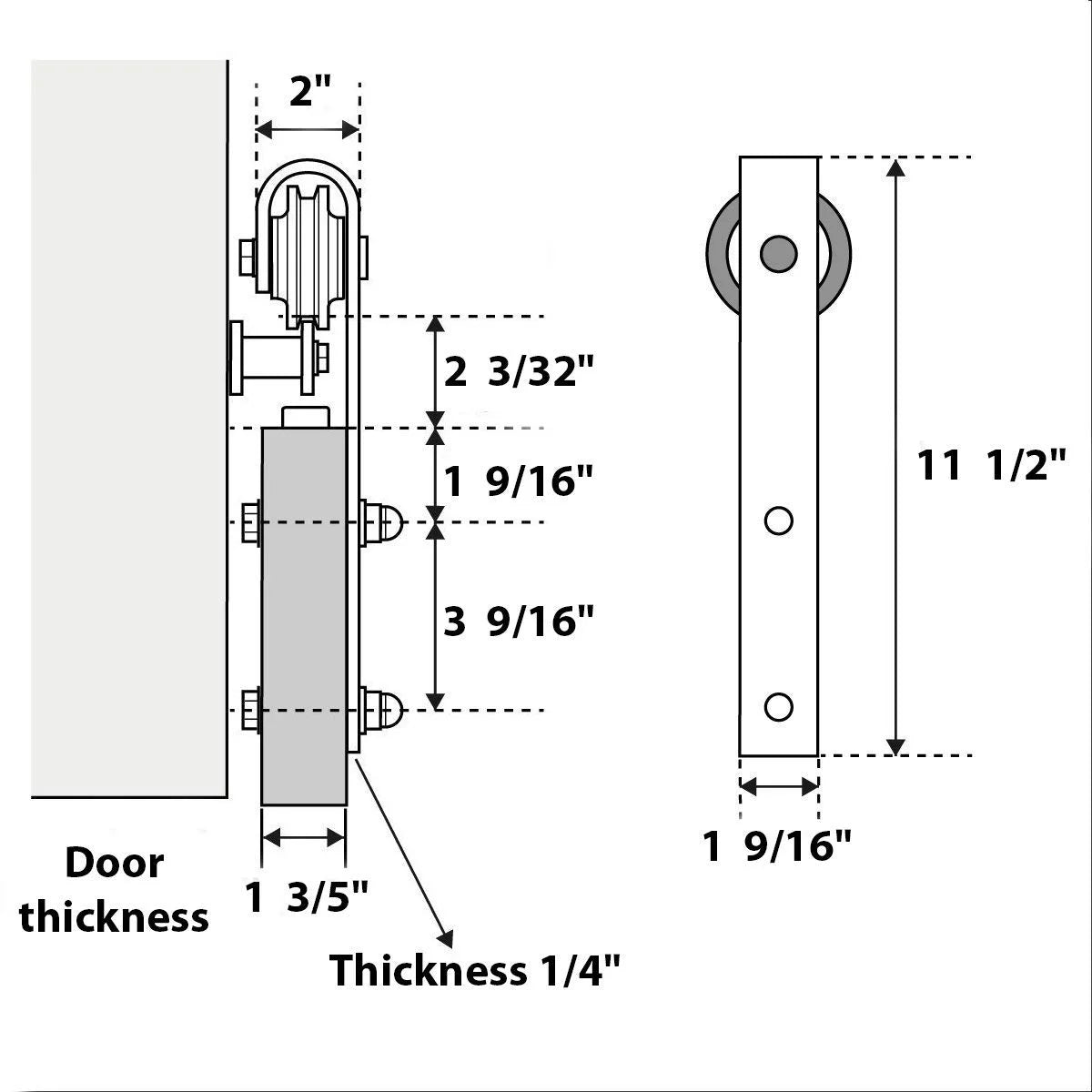 Double Barn Door 36 x 84 inches with Frosted Glass Stainless Steel Rail Hangers W39918