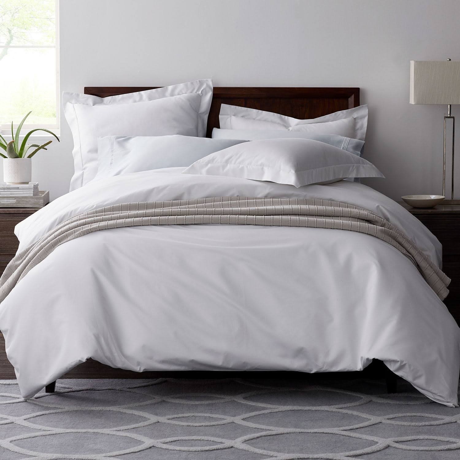 White Solid Egyptian Cotton Sateen Twin Duvet Cover Y19138