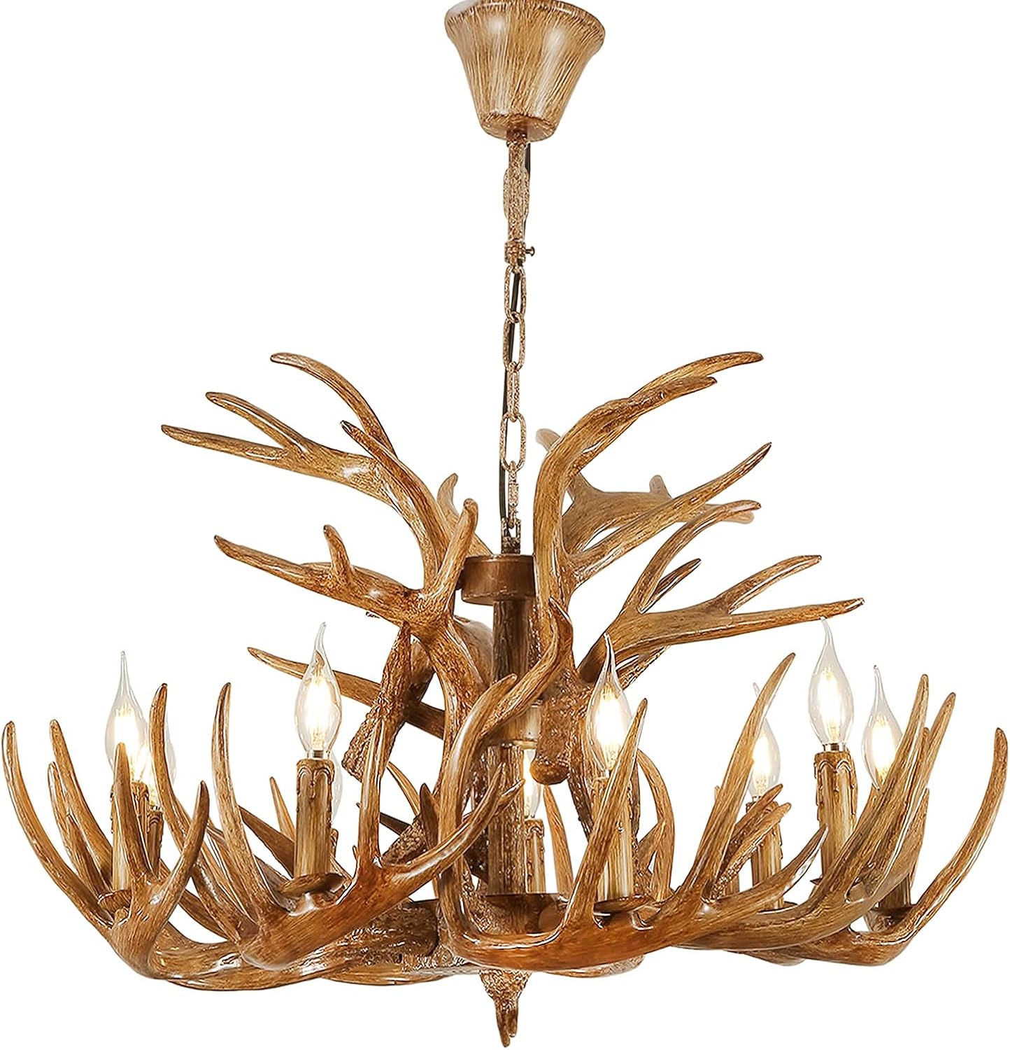 Antique Resin Deer Horn Chandelier 9 Lights M607535