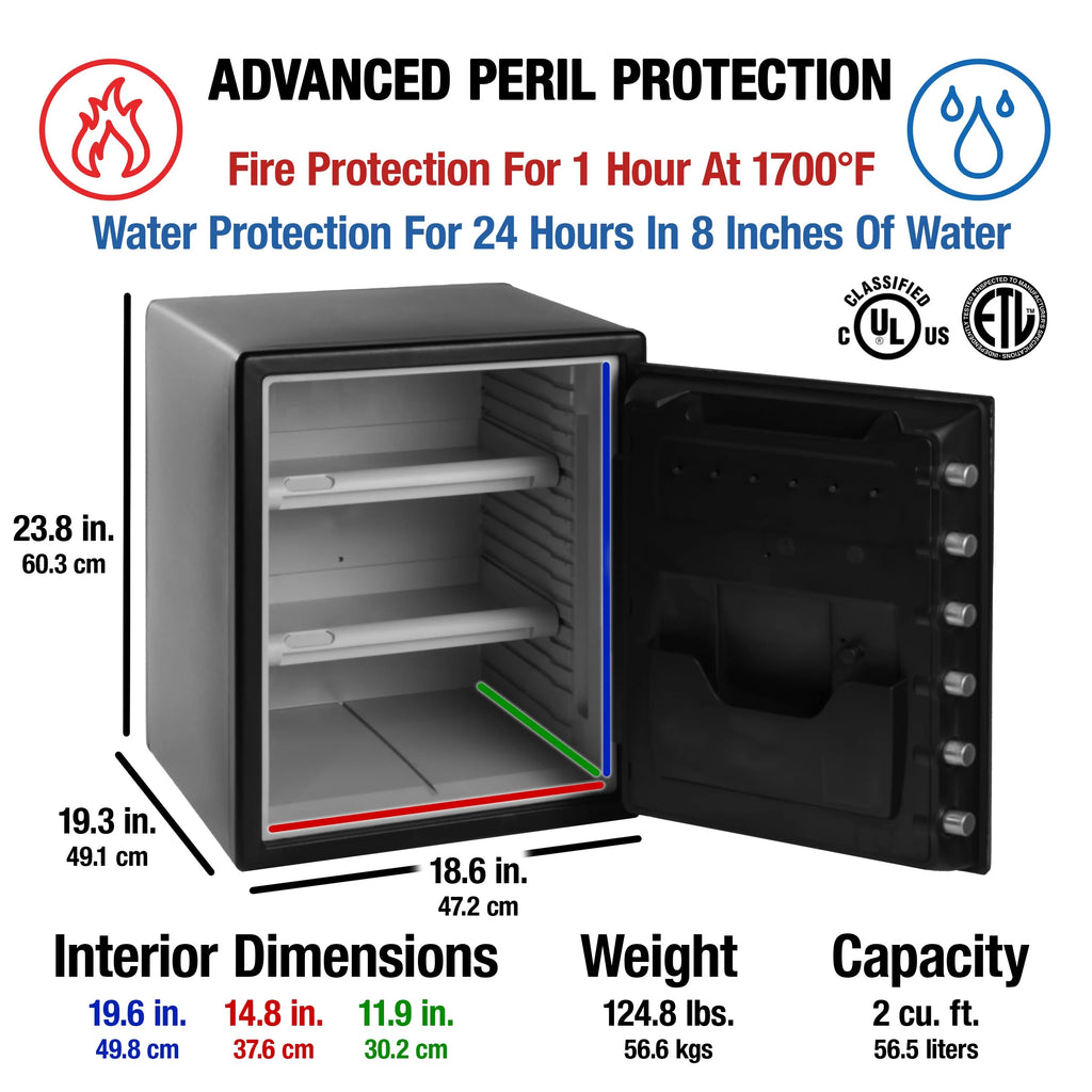 Water and Fire-Resistant Safe with Digital Keypad Lock, 2.0 cu. ft. T8955