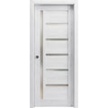 Nordic White Solid Wood Sliding French Pocket Door with Frosted Glass C865