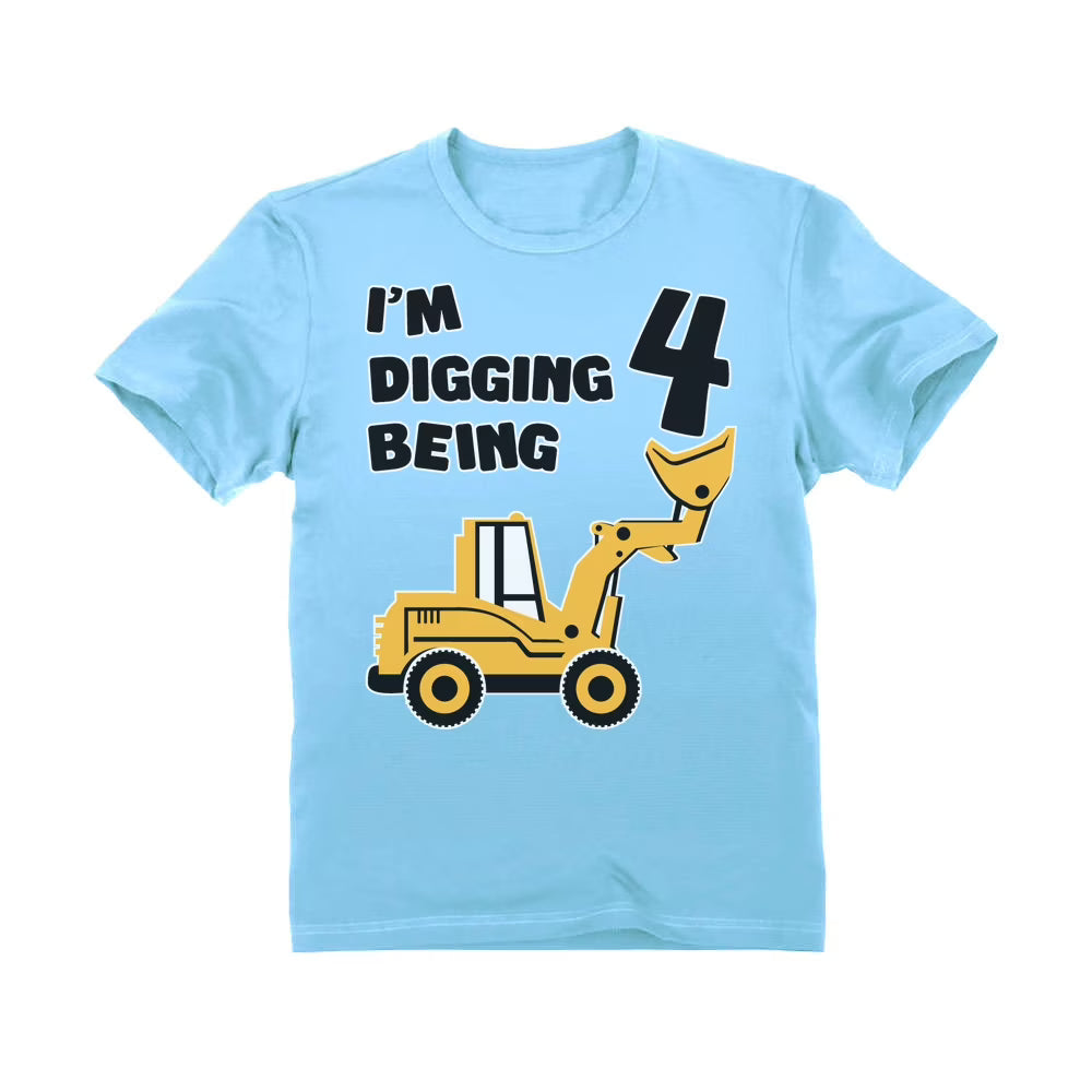 4th Birthday Bulldozer Tractor Graphic T-shirt L523957