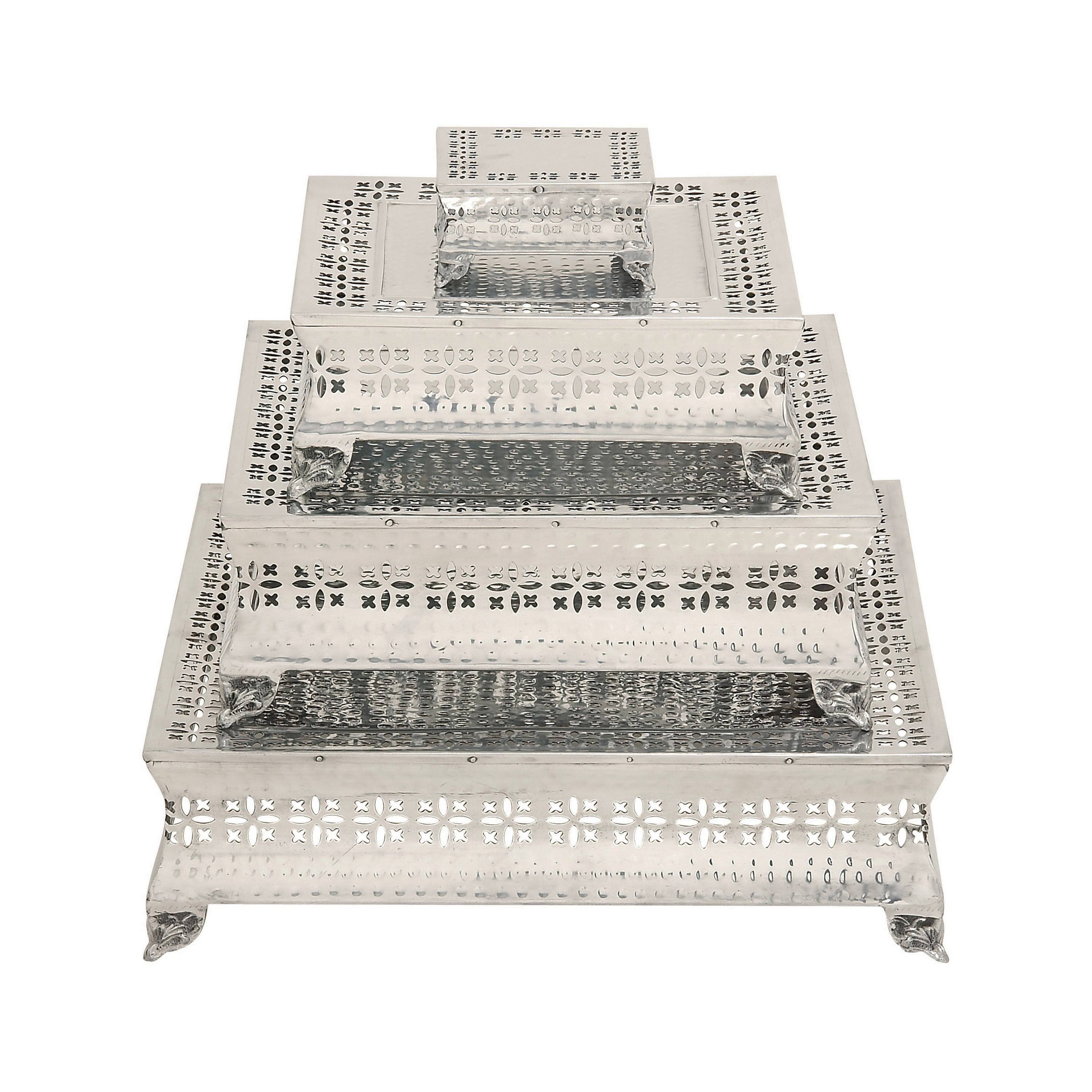 Aluminum 4-Piece Square Cake Stand N9584