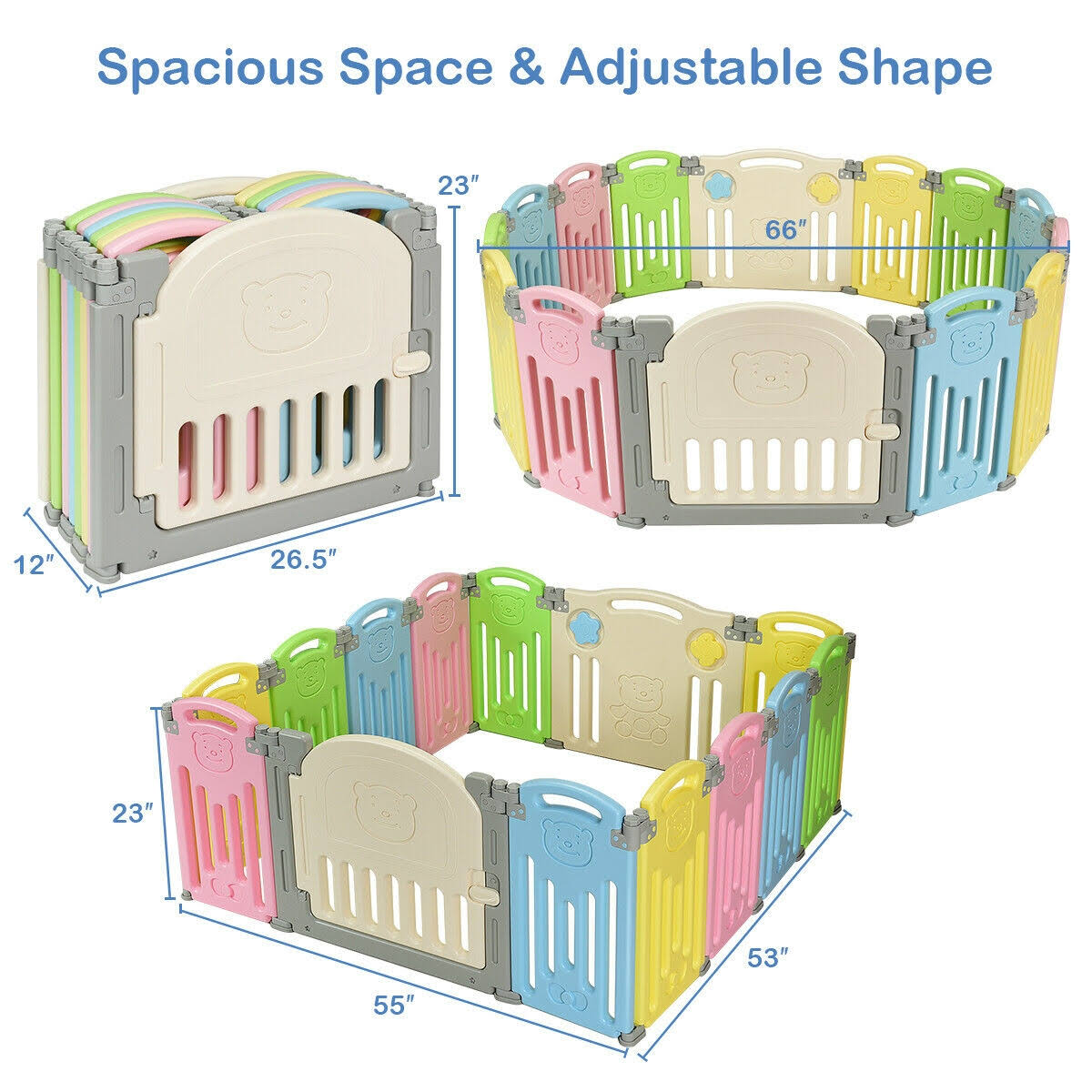 14 Panel Foldable Baby Playpen Safety Play Yard X925