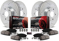 Front and Rear Carbon Fiber Brake Pads with Drilled & Slotted Brake Rotors Kit P69165