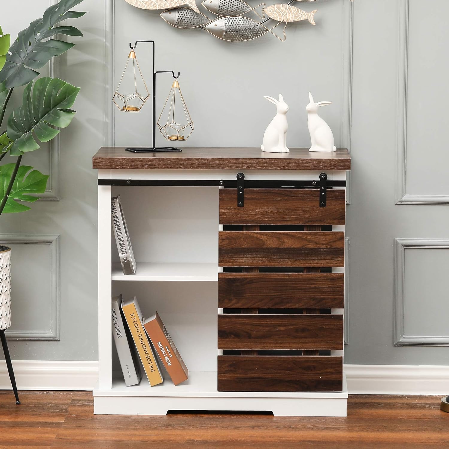 White 4 Drawer Wood Bathroom Floor Storage Cabinet S5890