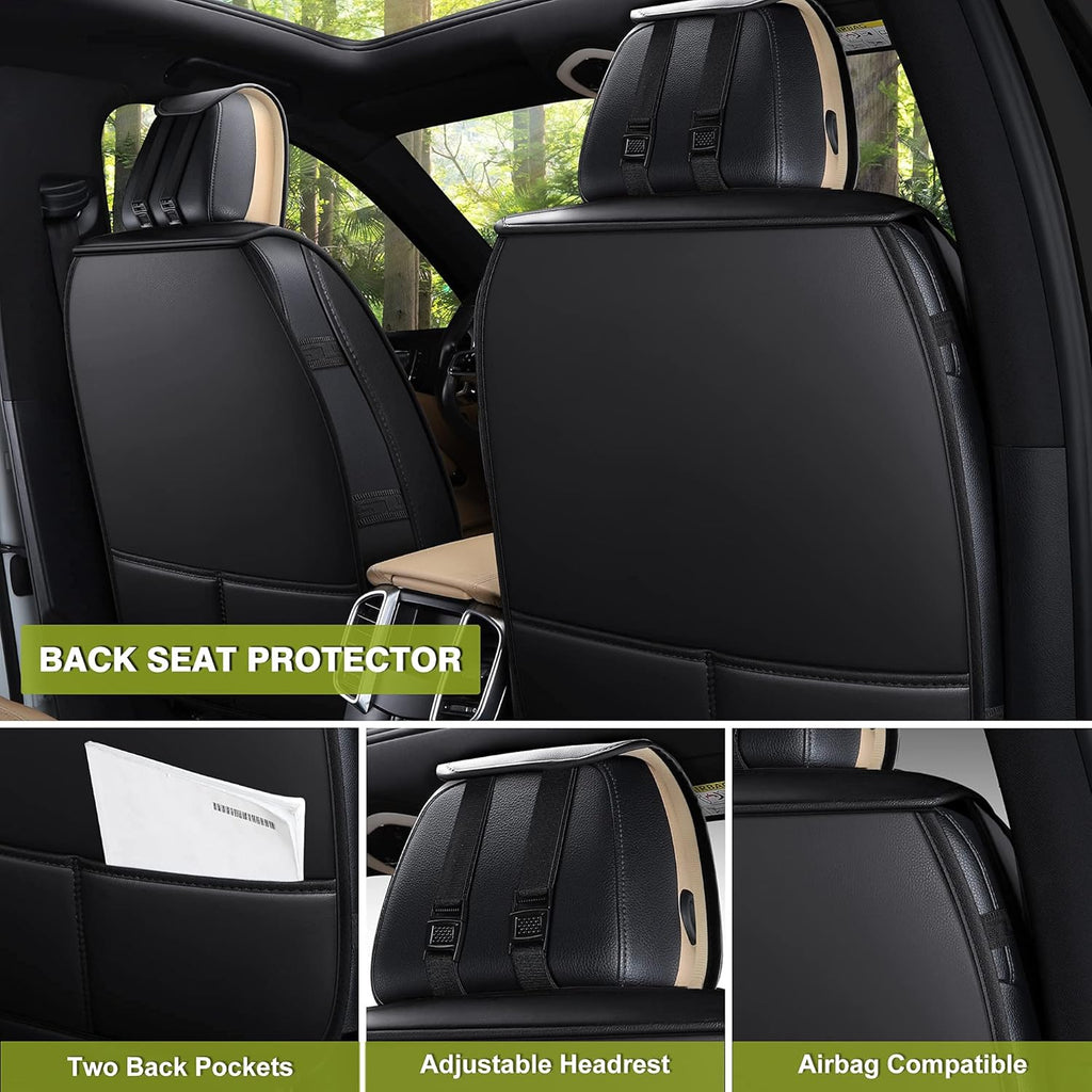 Leather Car Seat Covers, Front Pair, Black&&Red P820