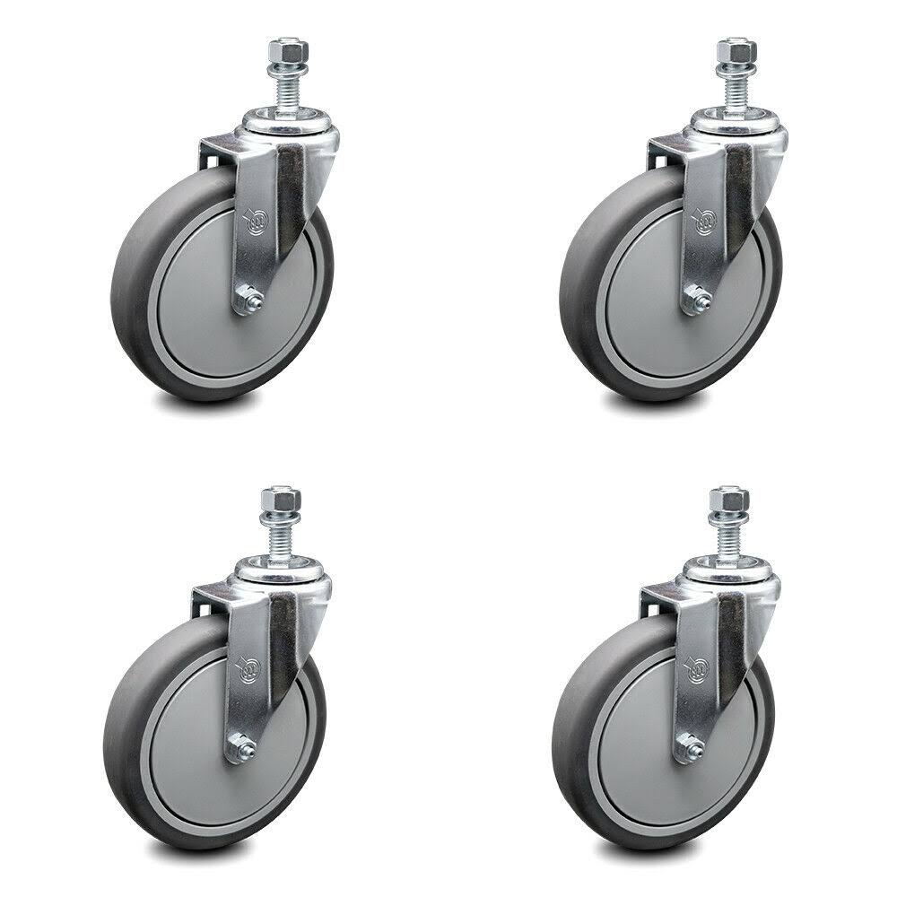6 inch Thermoplastic Rubber Wheel Swivel Threaded Stem Caster Set T76972