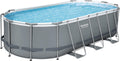 18' x 9' x 48 Outdoor Oval Frame Above Ground Swimming Pool Set with 1500 GPH Cartridge Filter Pump, Cover, & Ladder G2603