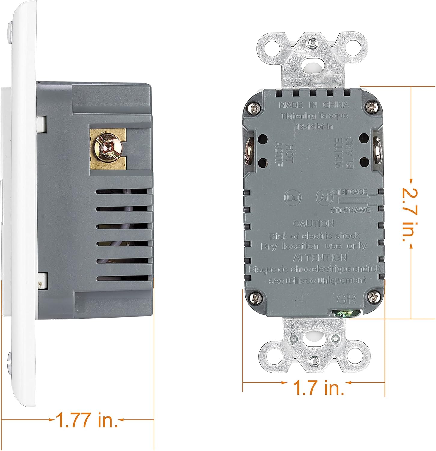 White 15 Amp Tamper Resistant Duplex Receptacle USB Wall Outlet, Pack of 2 T266