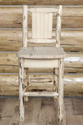 Counter Height Back Barstool with Laser Engraved Bronc Design W815