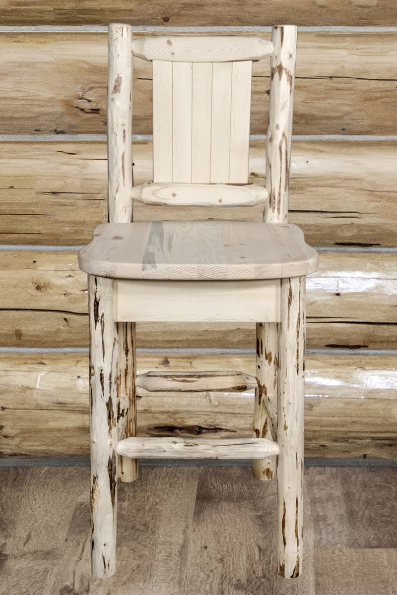 Counter Height Back Barstool with Laser Engraved Bronc Design W815