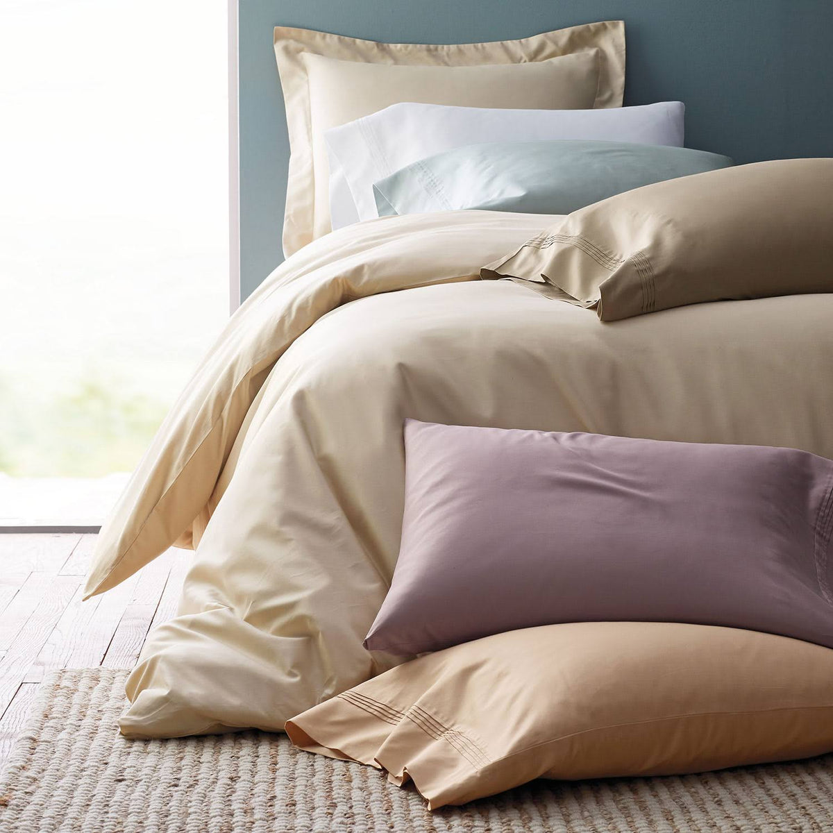 White Solid Egyptian Cotton Sateen Twin Duvet Cover Y19138