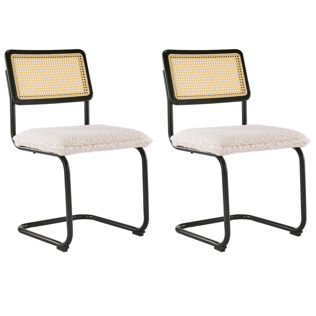 Faux Leather Rattan Dining Chairs Set of 2 with Metal Legs O570986
