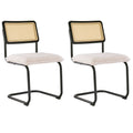 Faux Leather Rattan Dining Chairs Set of 2 with Metal Legs O570986